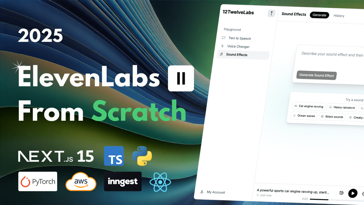 Build an ElevenLabs Clone: PyTorch, Next.js 15, AWS, Inngest, FastAPI, React, Tailwind (2025)
